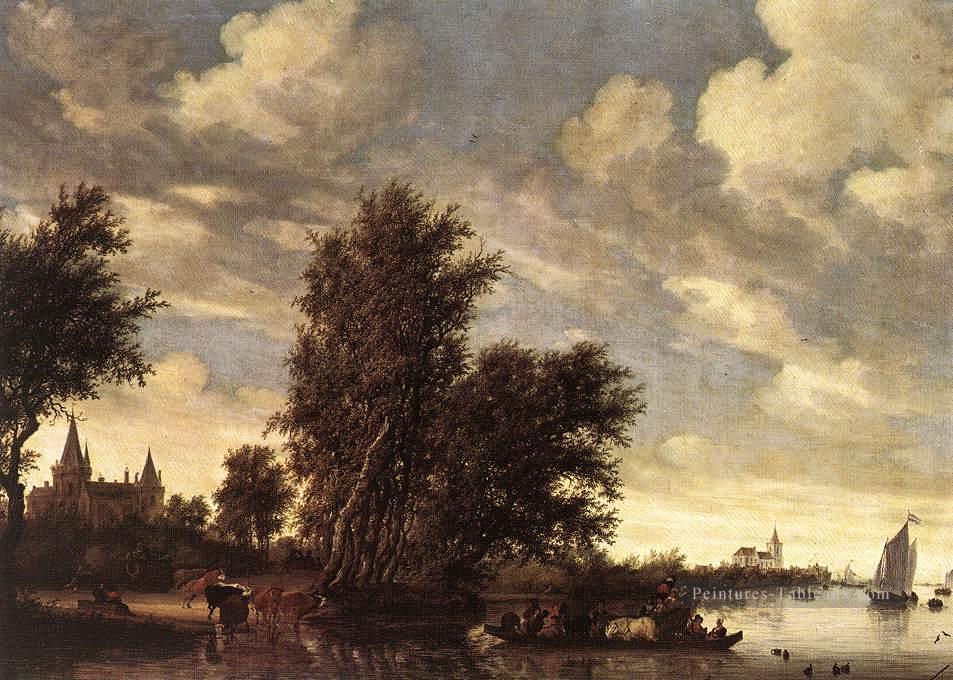 Le paysage du ferry boat Salomon van Ruysdael Peintures à l'huile